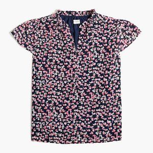 J Crew Floral Ruffleneck Blouse Size Small
